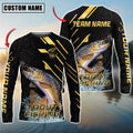 BlueJose Trout Fishing Gold Black Pattern Design Name & Team Name 3D Shirts