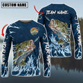 BlueJose Bass Fishing Navy Water Pattern Custom Name & Team Name 3D Shirts
