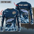 BlueJose Catfish Fishing Navy Water Pattern Custom Name & Team Name 3D Shirts