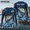 BlueJose Crappie Fishing Navy Water Pattern Custom Name & Team Name 3D Shirts