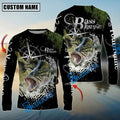 BlueJose Bass Fishing Compass Splash Custom Name & Team Name 3D Shirts