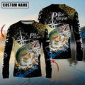 BlueJose Pike Fishing Compass Splash Custom Name & Team Name 3D Shirts