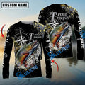 BlueJose Trout Fishing Compass Splash Custom Name & Team Name 3D Shirts