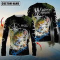 BlueJose Walleye Fishing Compass Splash Custom Name & Team Name 3D Shirts