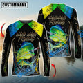 BlueJose Golden Mahi-Mahi Fishing Jumping Design Custom Name & Team Name 3D Shirts