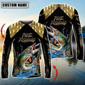 BlueJose Golden Pike Fishing Jumping Design Custom Name & Team Name 3D Shirts