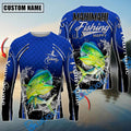 BlueJose Silver Mahi-Mahi Fishing Makes Me Happy Splashing Water Custom Name & Team Name 3D Shirts