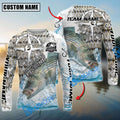 BlueJose Striped Bass Fishing Scale Pattern Splash Art Custom Name & Team Name 3D Shirts