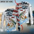 BlueJose Pike Fishing Patriotic Water Splash Theme Custom Name & Team Name 3D Shirts