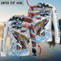 BlueJose Trout Fishing Patriotic Water Splash Theme Custom Name & Team Name 3D Shirts