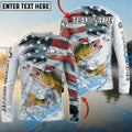 BlueJose Walleye Fishing Patriotic Water Splash Theme Custom Name & Team Name 3D Shirts