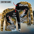 BlueJose Walleye Fishing Camo Grid Water Pattern Custom Name & Team Name 3D Shirts