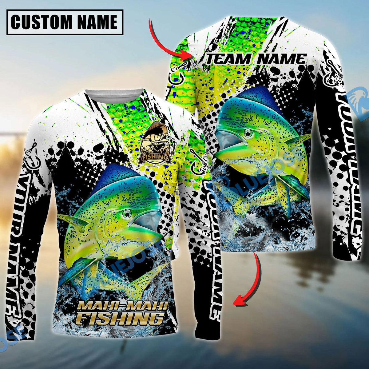BlueJose Mahi-Mahi Fishing Power Splash Skin Design Custom Name & Team Name 3D Shirts