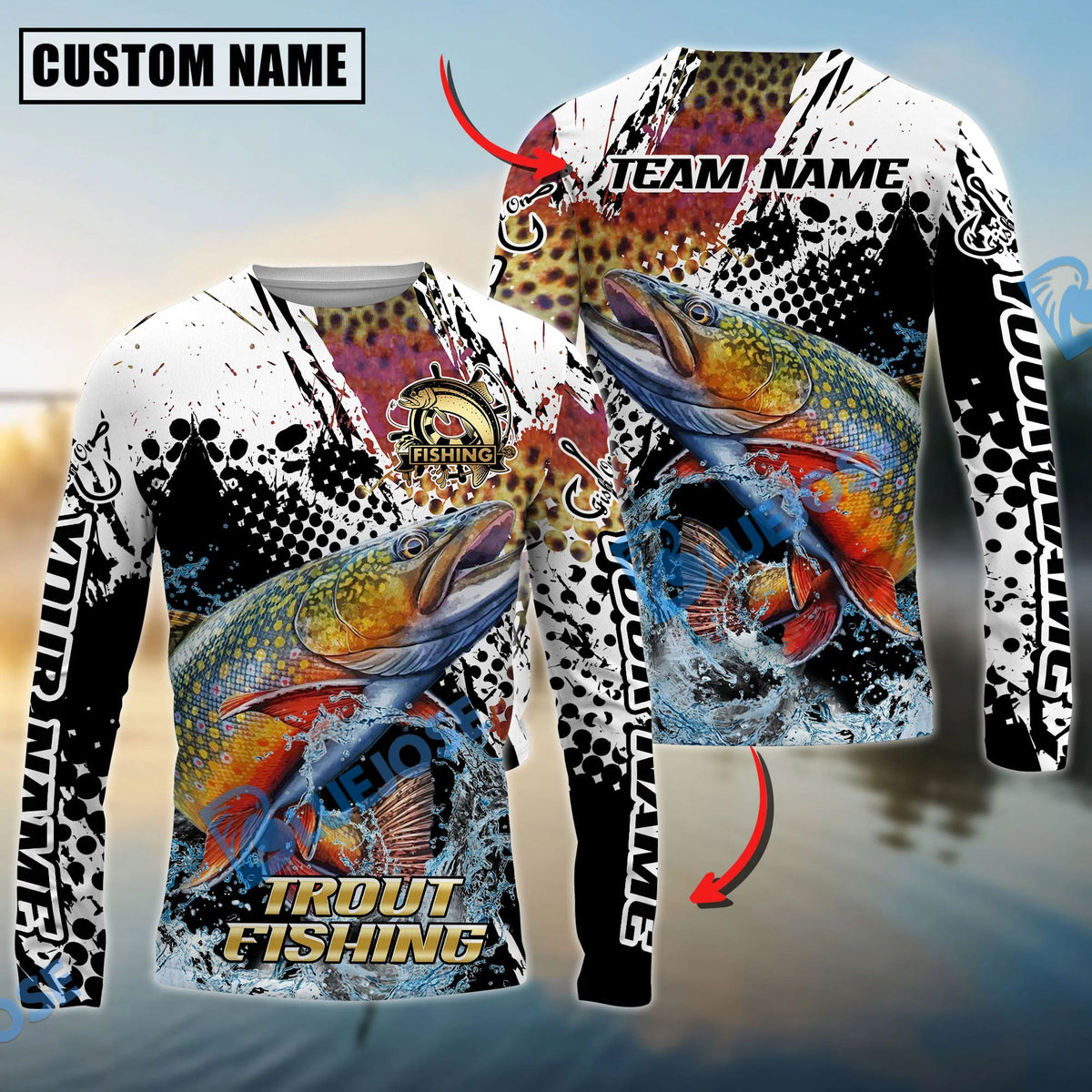 BlueJose Trout Fishing Power Splash Skin Design Custom Name & Team Name 3D Shirts