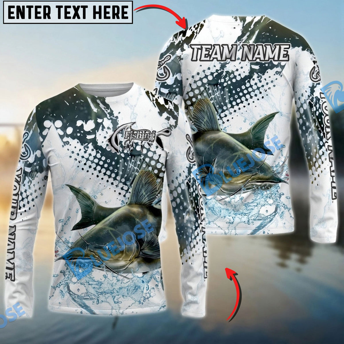 BlueJose Catfish Fishing Skin Clean Sport Style Custom Name & Team Name 3D Shirts