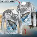 BlueJose Striped Bass Fishing Skin Clean Sport Style Custom Name & Team Name 3D Shirts