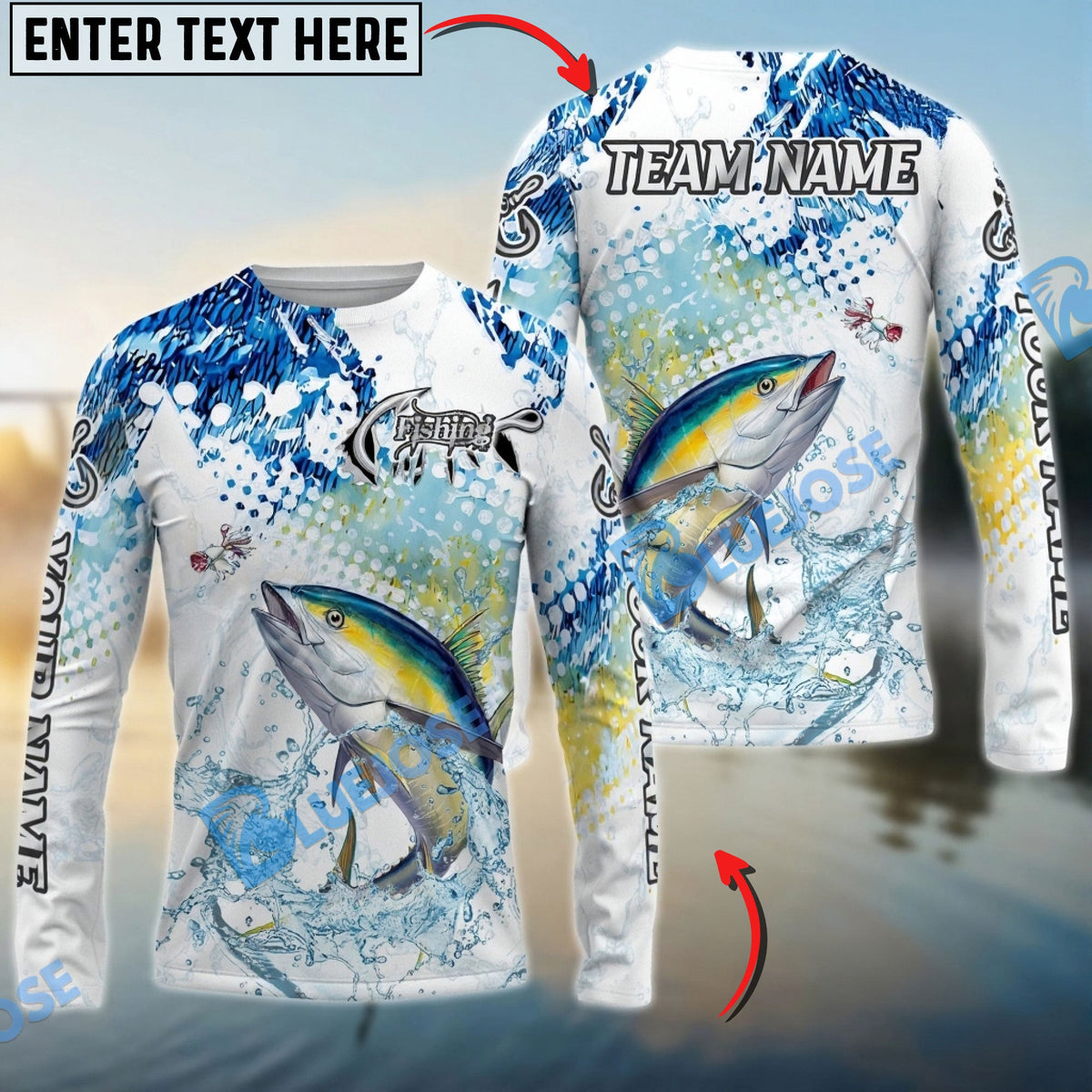 BlueJose Tuna Fishing Skin Clean Sport Style Custom Name & Team Name 3D Shirts