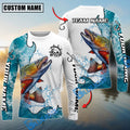 BlueJose Trout Fishing Dynamic Water Splash Scale Pattern Custom Name & Team Name 3D Shirts