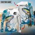 BlueJose Tuna Fishing Dynamic Water Splash Scale Pattern Custom Name & Team Name 3D Shirts