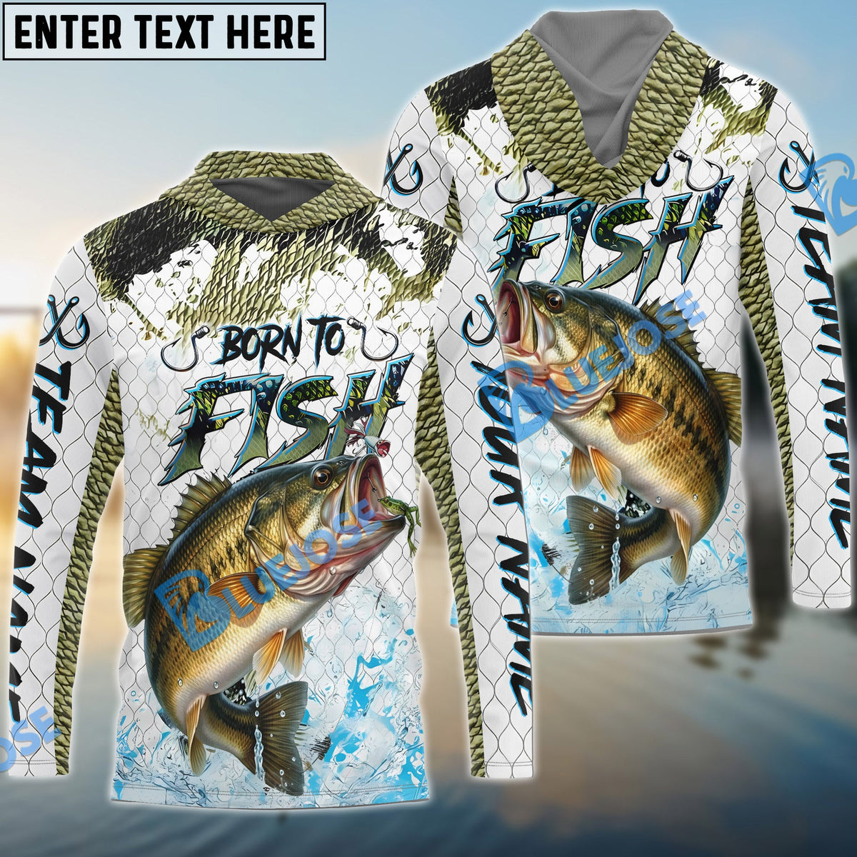 BlueJose Bass Fishing Skin Dynamic Jump New Custom Name & Team Name 3D Shirts