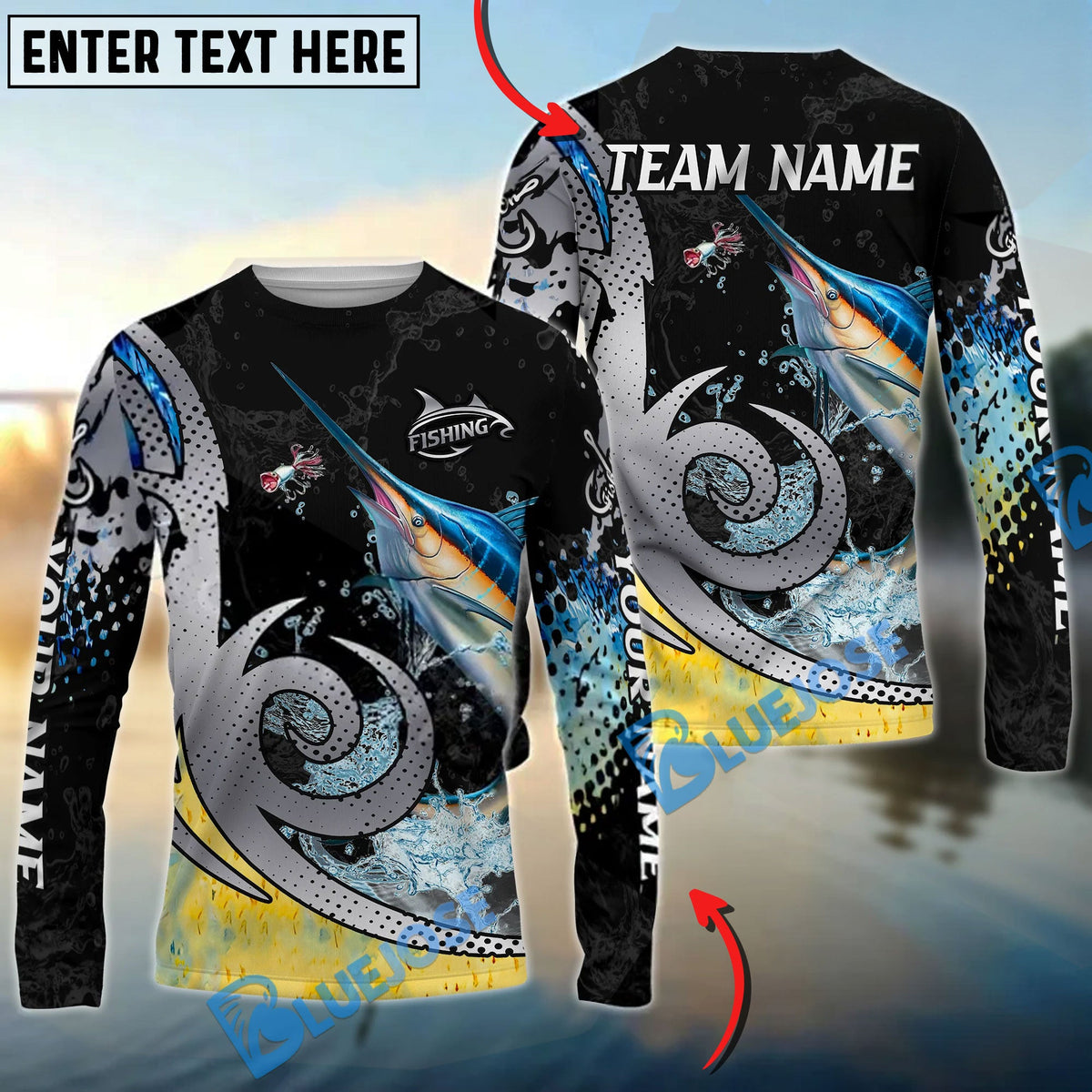 BlueJose Marlin Fishing Bold Skin Modern Graphic Custom Name & Team Name 3D Shirts