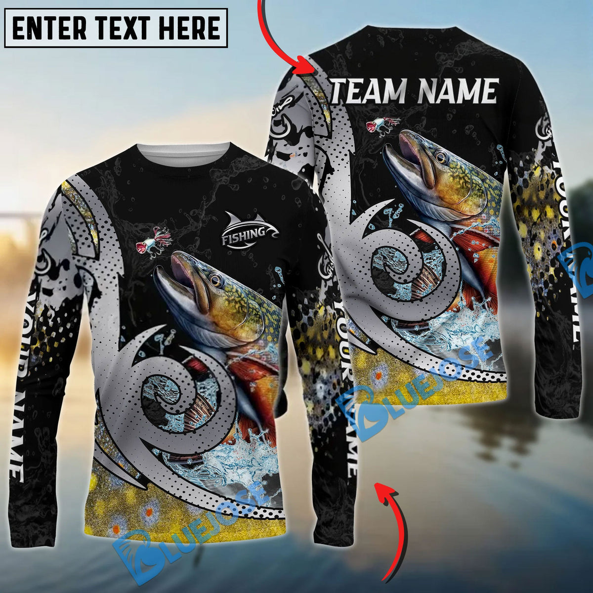 BlueJose Trout Fishing Bold Skin Modern Graphic Custom Name & Team Name 3D Shirts