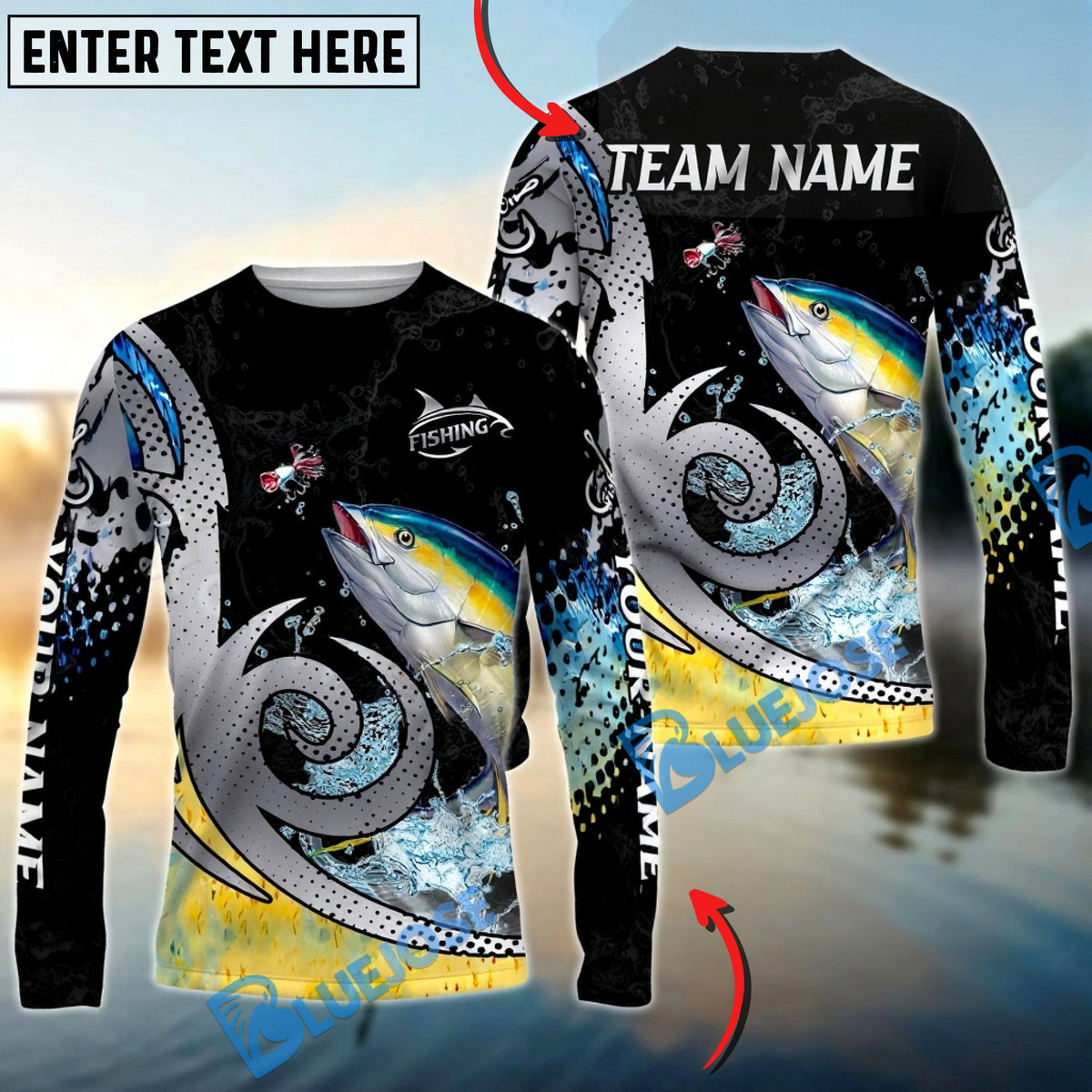 BlueJose Tuna Fishing Bold Skin Modern Graphic Custom Name & Team Name 3D Shirts