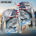 BlueJose Chinook Salmon Fishing Skin Patriotic Water Splash Custom Name & Team Name 3D Shirts