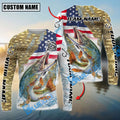 BlueJose Pike Fishing Skin Patriotic Water Splash Custom Name & Team Name 3D Shirts