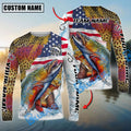 BlueJose Trout Fishing Skin Patriotic Water Splash Custom Name & Team Name 3D Shirts