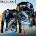 BlueJose Marlin Fishing Dark Water Art Style Custom Name & Team Name 3D Shirts