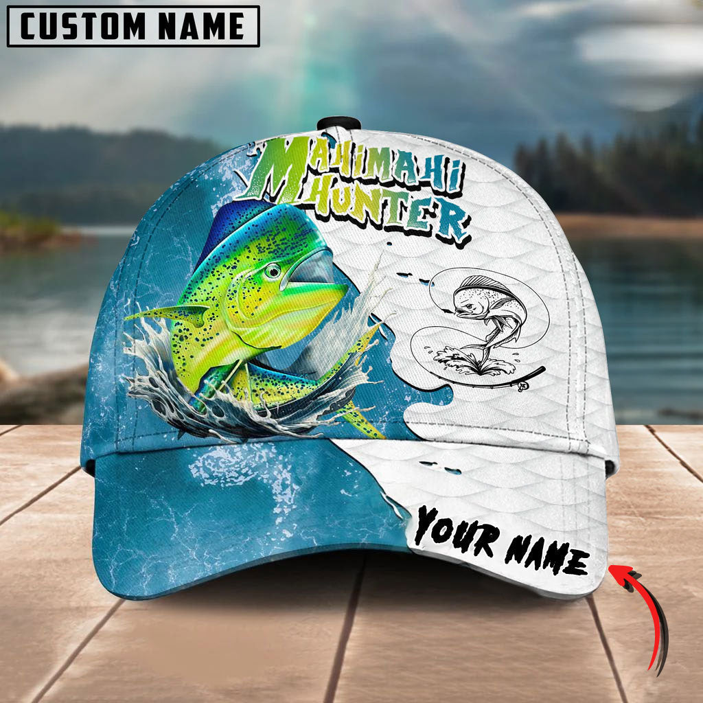 BlueJose Hunter Fishing Graphic Splash Effect Personalized Cap (Bass, Walleye, Trout, Crappie, Pike, Tuna, Marlin, Mahi-mahi)