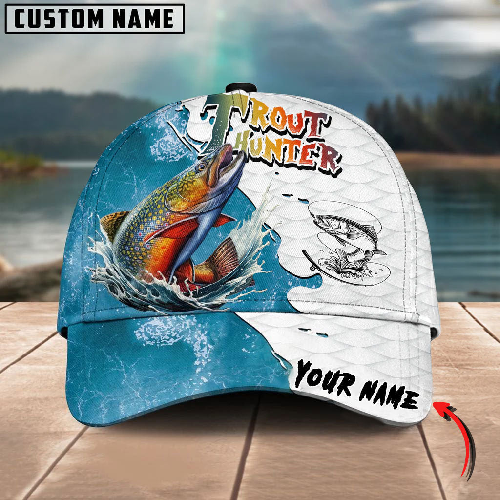 BlueJose Hunter Fishing Graphic Splash Effect Personalized Cap (Bass, Walleye, Trout, Crappie, Pike, Tuna, Marlin, Mahi-mahi)