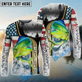 BlueJose Mahi-mahi Fishing Giant Fish Water Splash American Flag Landscape Custom Name & Team Name 3D Shirts
