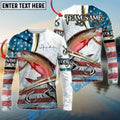BlueJose Salmon Fishing USA Flag Dynamic Splash Custom Name & Team Name 3D Shirts