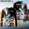 BlueJose Chinook Salmon Fishing American Flag Splash Art Custom Name & Team Name 3D Shirts