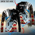 BlueJose Marlin Fishing American Flag Splash Art Custom Name & Team Name 3D Shirts