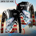 BlueJose Salmon Fishing American Flag Splash Art Custom Name & Team Name 3D Shirts