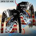 BlueJose Trout Fishing American Flag Splash Art Custom Name & Team Name 3D Shirts