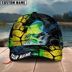 BlueJose Fishing Cracked Texture Gold Black Splash Graphic Personalized Cap (13 Breeds)