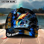 BlueJose Fishing Cracked Texture Gold Black Splash Graphic Personalized Cap (13 Breeds)
