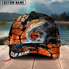 BlueJose Fishing Cracked Texture Gold Black Splash Graphic Personalized Cap (13 Breeds)