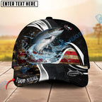 BlueJose Fishing American Flag Water Splash Graphic Personalized Cap (13 Breeds)