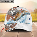 BlueJose Fishing Compass Vintage Art Splash Design Personalized Cap (13 Breeds)