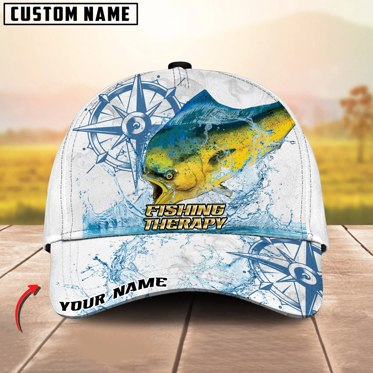 BlueJose Fishing Outdoor Water Splash Compass Graphic Personalized Cap (13 Breeds)