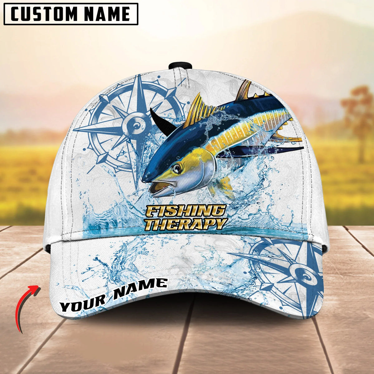 BlueJose Fishing Outdoor Water Splash Compass Graphic Personalized Cap (13 Breeds)