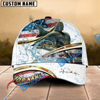 BlueJose Fishing Power Strike Vintage American Flag Design Personalized Cap (12 Breeds)