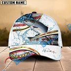 BlueJose Fishing Power Strike Vintage American Flag Design Personalized Cap (12 Breeds)
