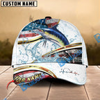 BlueJose Fishing Power Strike Vintage American Flag Design Personalized Cap (12 Breeds)