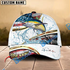BlueJose Fishing Power Strike Vintage American Flag Design Personalized Cap (12 Breeds)